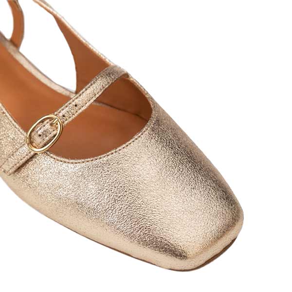 Maison Toufet- Bertille- Women's Gold Flat Mary-Jane at The Nowhere Nation