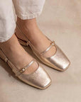 Maison Toufet- Bertille- Women's Gold Flat Mary-Jane at The Nowhere Nation
