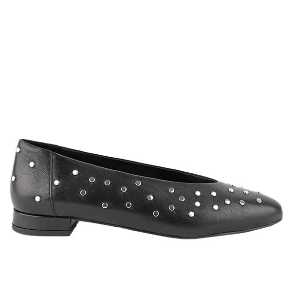 Camila Black | Studded Leather Ballet Flat