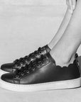 Maison Toufet - Julie - Women's Metallic Black Leather Sneaker at The Nowhere Nation