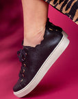 Maison Toufet - Julie - Women's Metallic Black Leather Sneaker at The Nowhere Nation