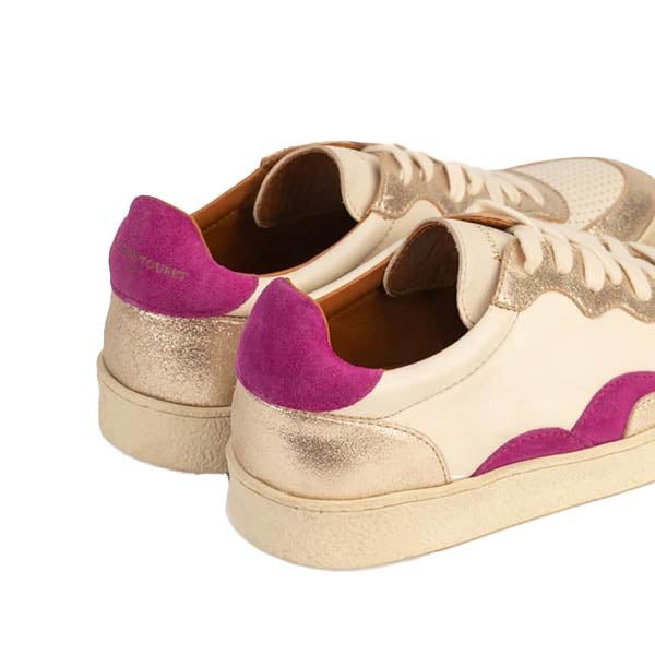 Maison Toufet -Lisa- Women&#39;s Cream/Purple Leather Sneaker at The Nowhere Nation