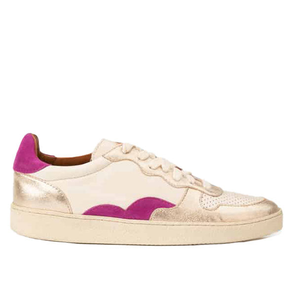 Maison Toufet -Lisa- Women&#39;s Cream/Purple Leather Sneaker at The Nowhere Nation