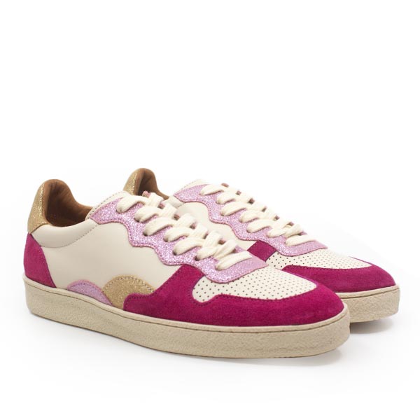 Maison Toufet -Lisa- Women&#39;s Pink /multi Leather Sneaker at The Nowhere Nation