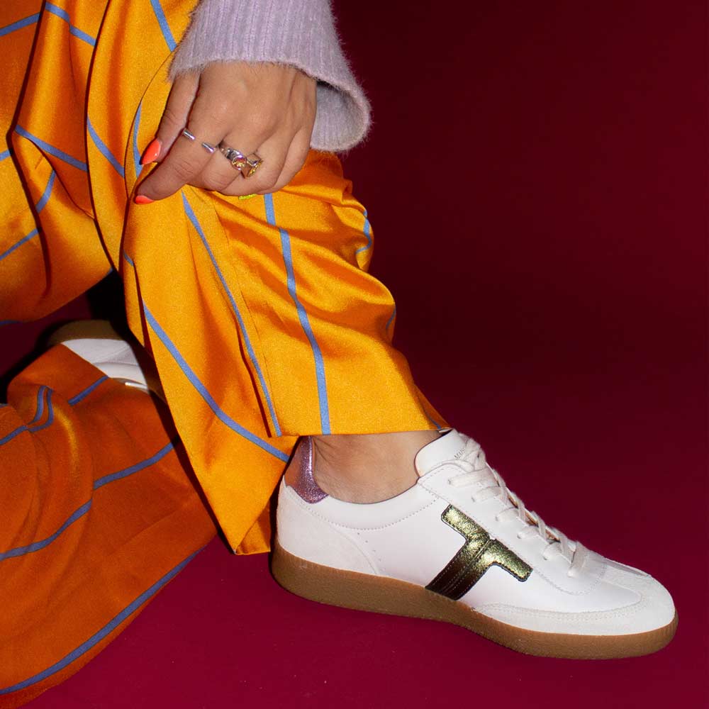 Solveig Khaki/Lilac | Leather Sneaker