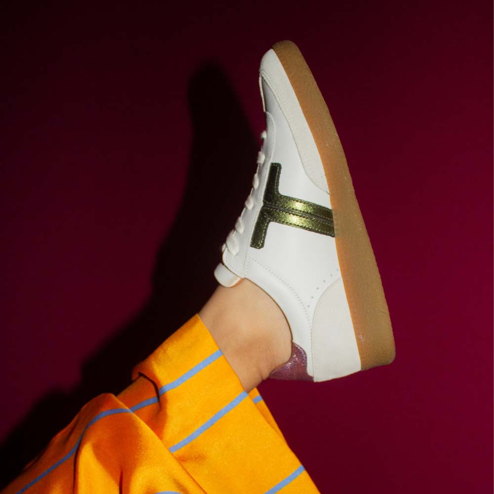 Solveig Khaki/Lilac | Leather Sneaker
