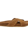 Alix Ring Brown | Studded Suede Slide