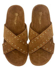 Alix Ring Brown | Studded Suede Slide