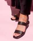 Celina Black | Flat Leather Sandal