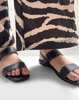 Celina Black | Flat Leather Sandal