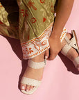 Celina Off White | Flat Leather Sandal
