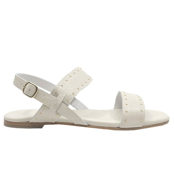 Celina Off White | Flat Leather Sandal