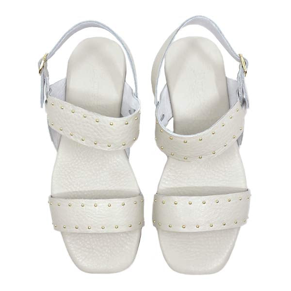 Celina Off White | Flat Leather Sandal
