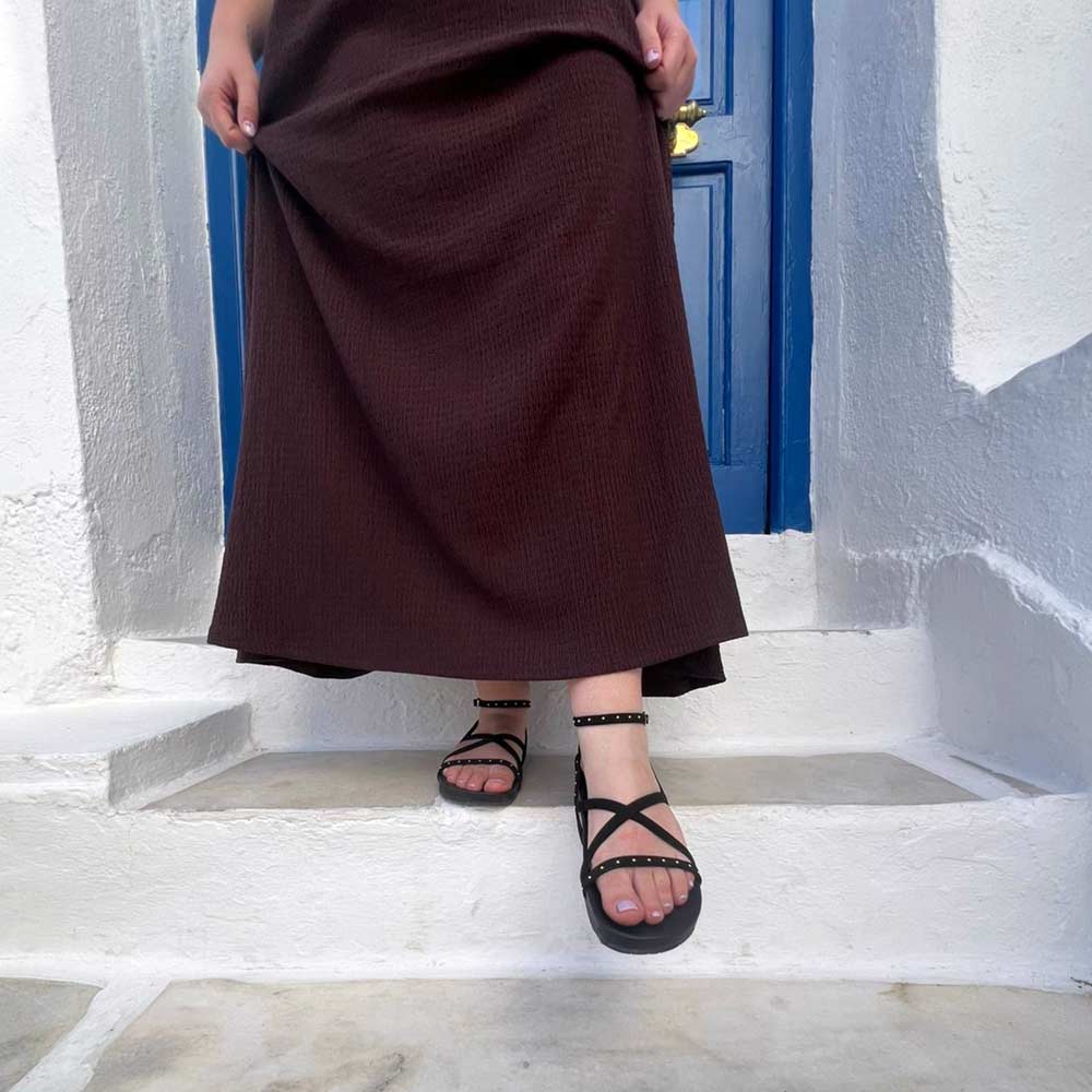 Issa Black | Studded Flat Sandal