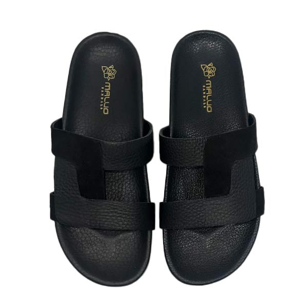 Viva Black | Two Tone Leather Slide