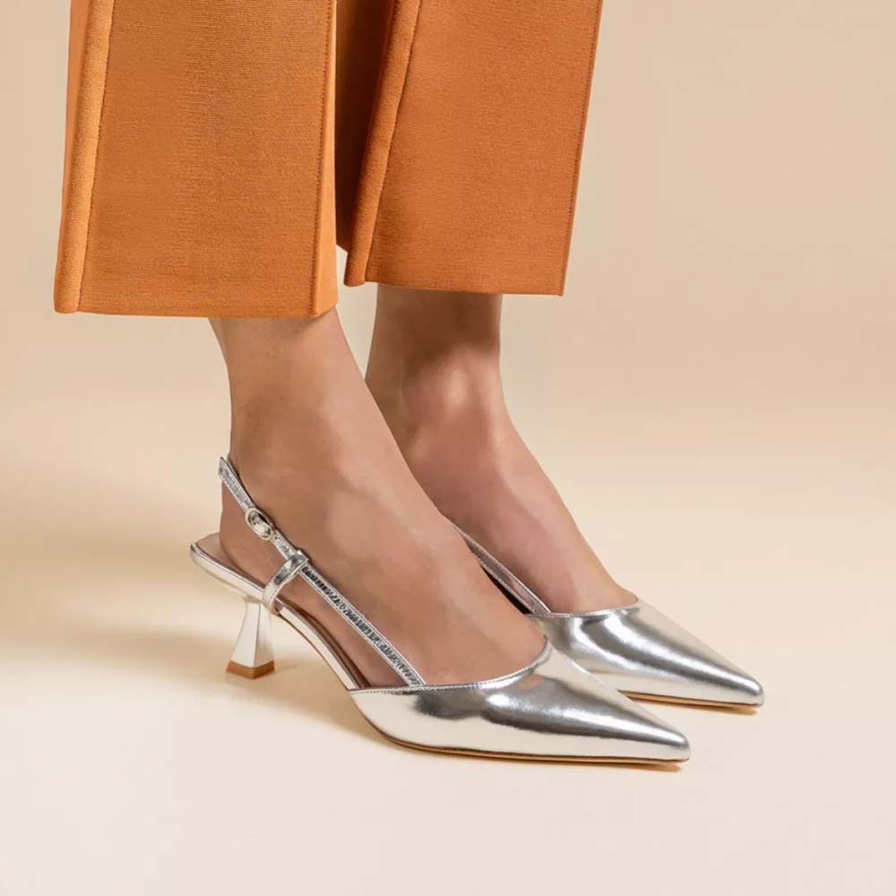 Corto Silver | Mirror Leather Pump