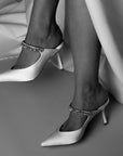 Harper White Satin | High Heel Mule
