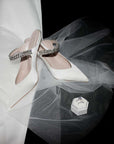 Harper White Satin | High Heel Mule