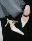 Harper White Satin | High Heel Mule