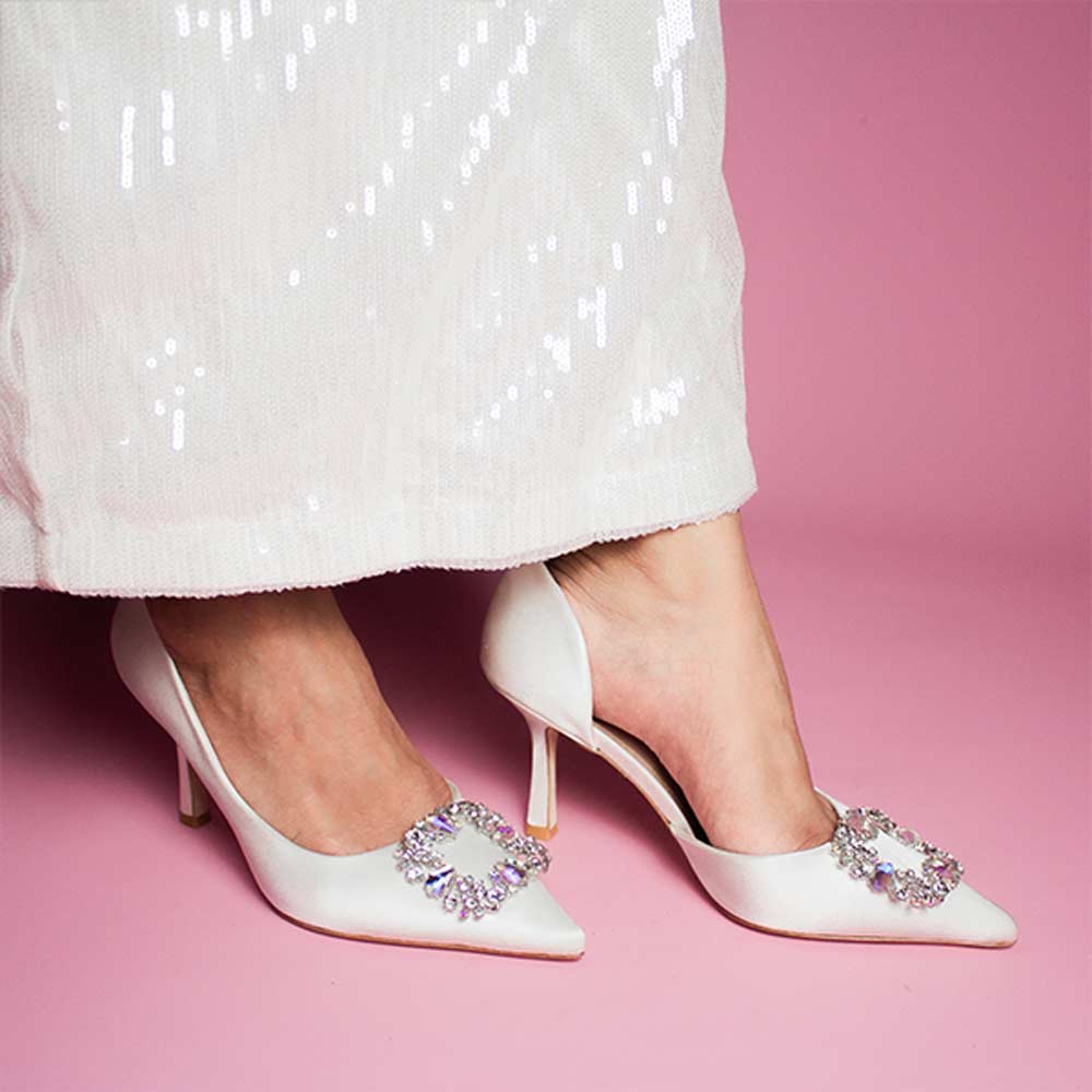 Astoria White Satin | High Heel Pump
