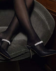 Harper Black | High Heel Leather Mule