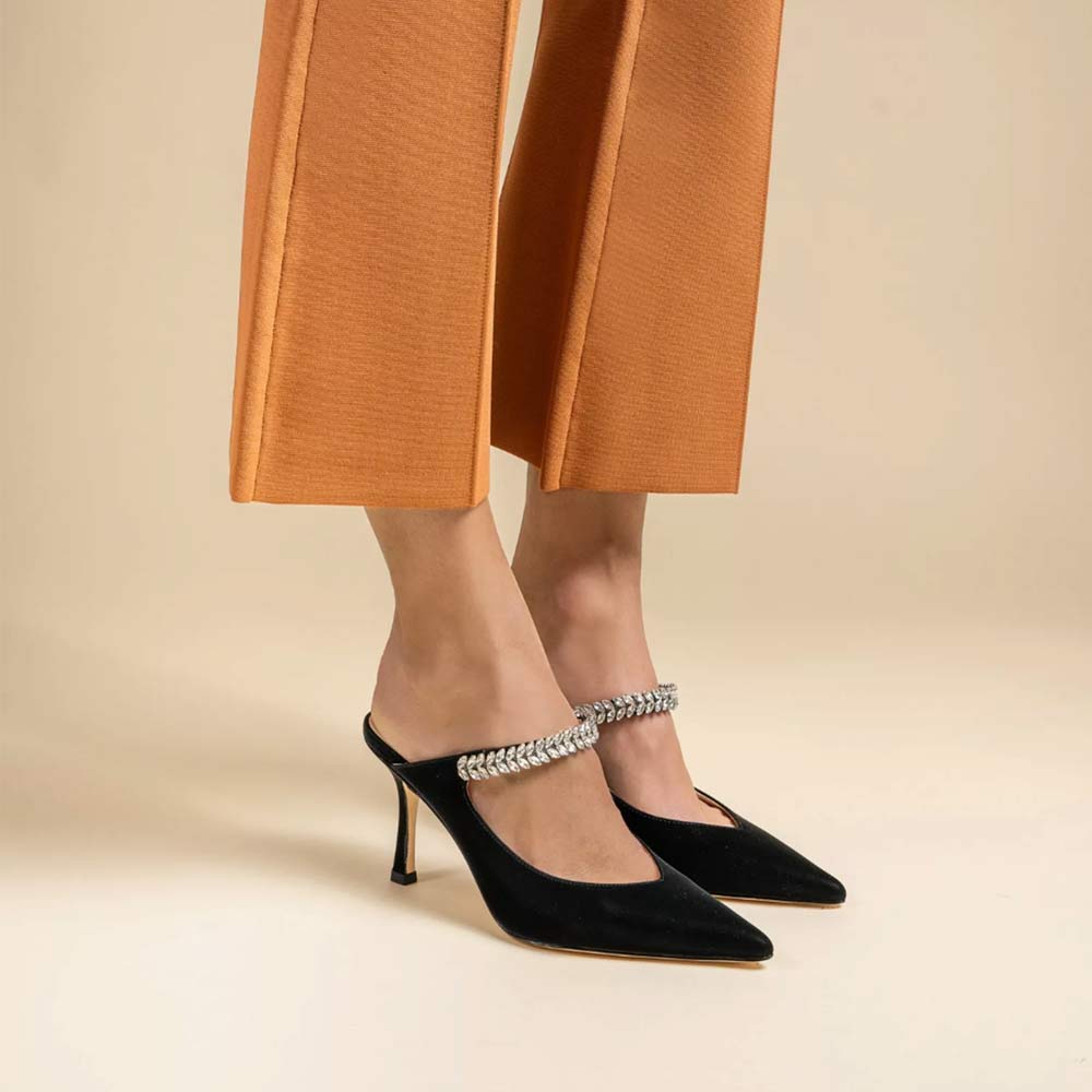 Harper Black | Embellished Mule
