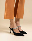 Harper Black | High Heel Leather Mule