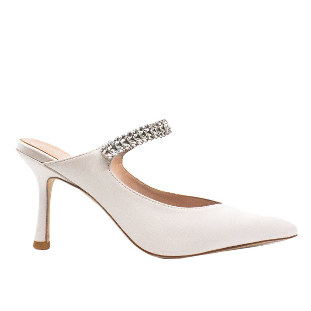 Harper White Satin | High Heel Mule