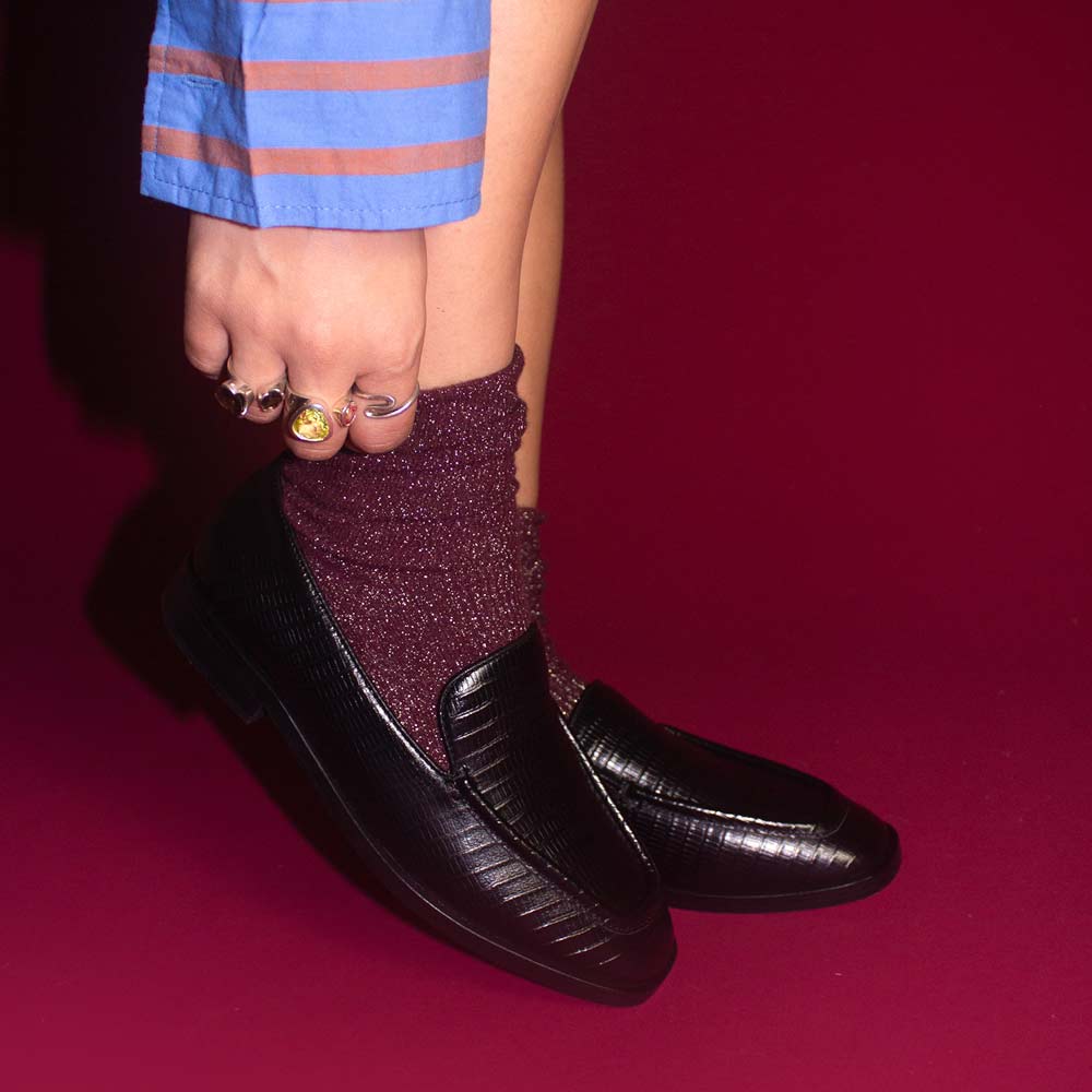 Aalto Black Lizard | Leather Loafer