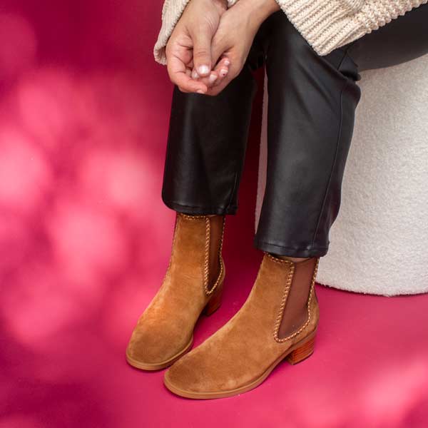 Mi/Mai -Bambi - Women's Brown Suede Chelsea Boot at The Nowhere Nation