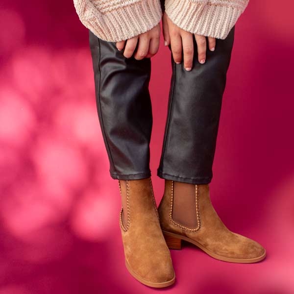 Mi/Mai -Bambi - Women's Brown Suede Chelsea Boot at The Nowhere Nation
