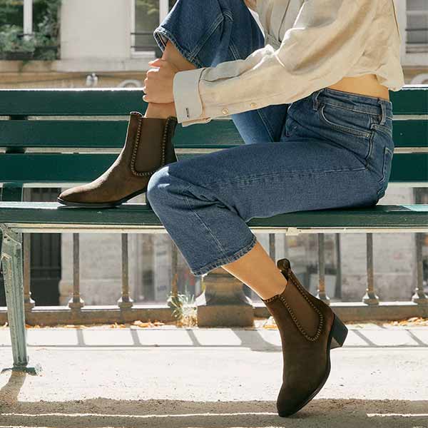 Mi/Mai -Bambi - Women's Khaki Suede Chelsea Boot at The Nowhere Nation