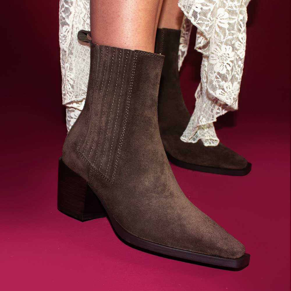 Jane II Khaki | Suede Ankle Boot