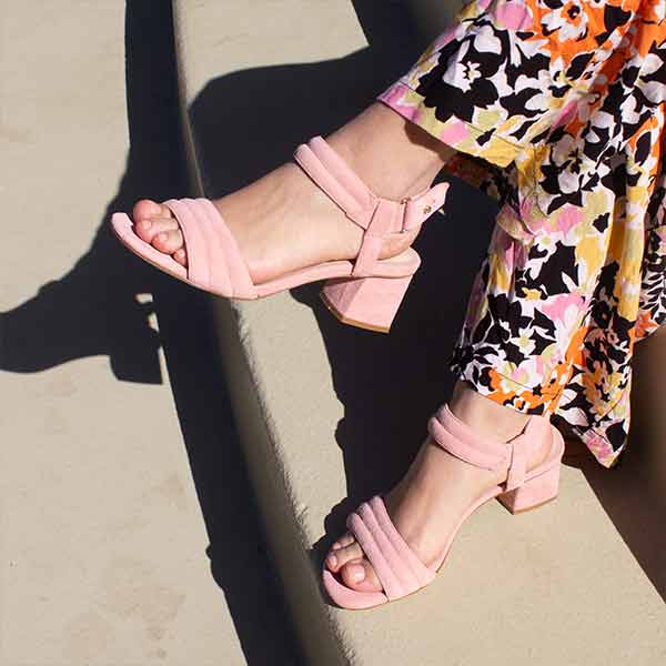 MiMai Kilian blush pink suede mid heel sandal