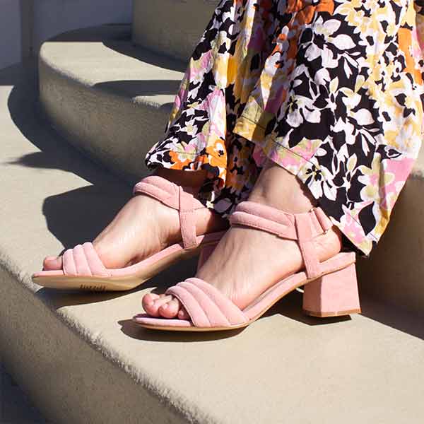 MiMai Kilian blush pink suede mid heel sandal