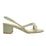 side view of Mi/Mai Nelly strappy slingback sandal with mid block heel in sage green