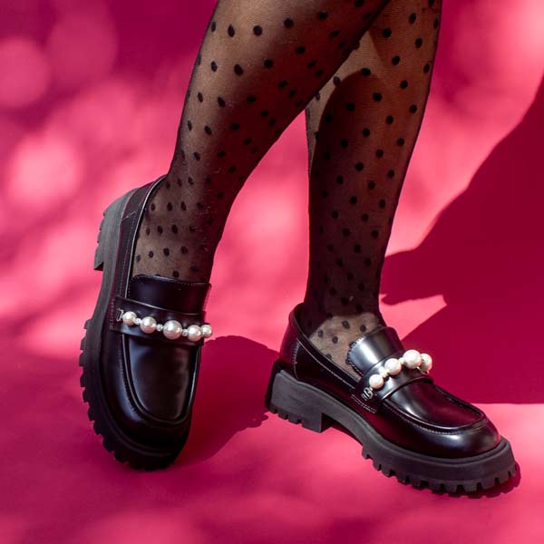 Mi/Mai - Tish - Women's Black Chunky Leather Loafer at The Nowhere Nation