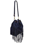 M02 Navy | Suede Fringe Bag