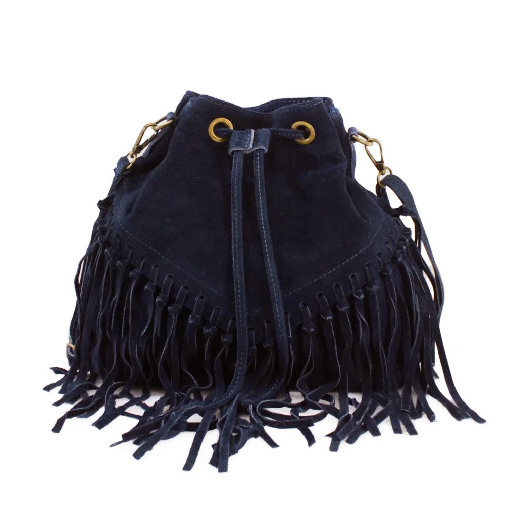M02 Navy | Suede Fringe Bag