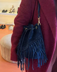 M02 Navy | Suede Fringe Bag