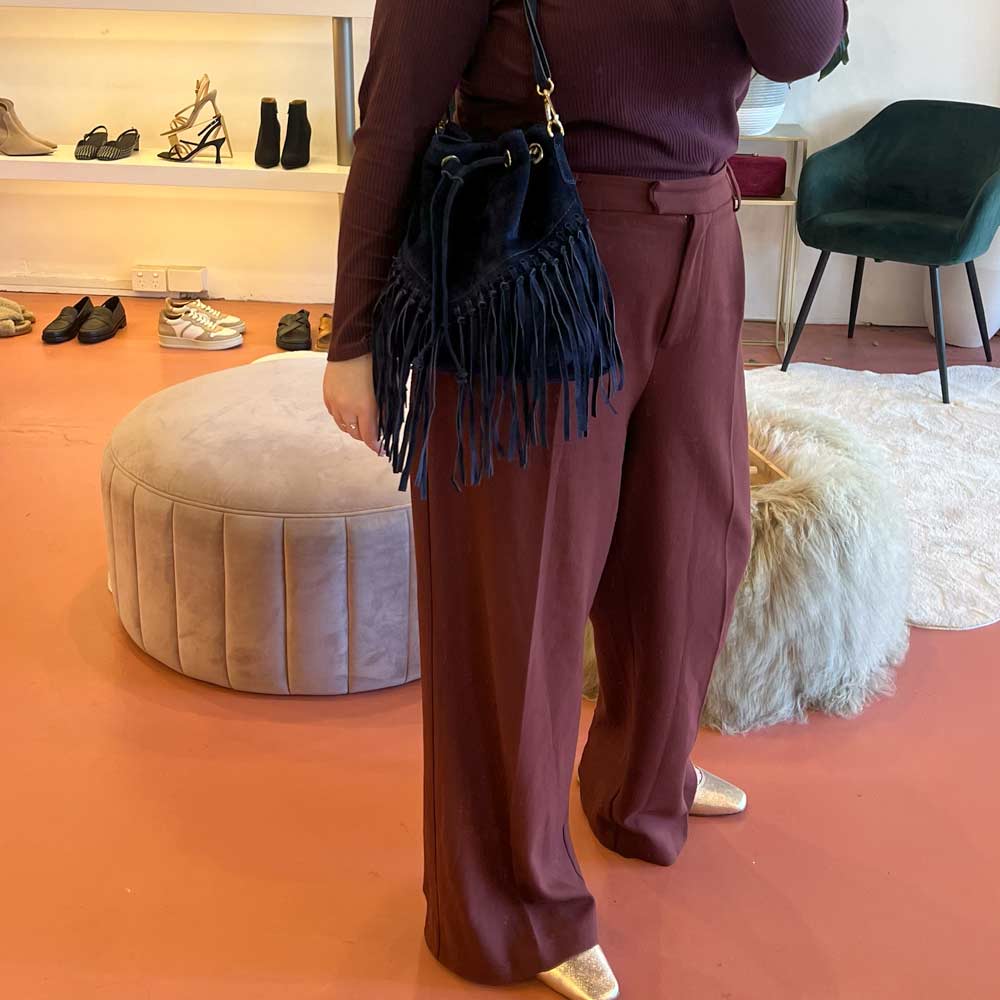 M02 Navy | Suede Fringe Bag