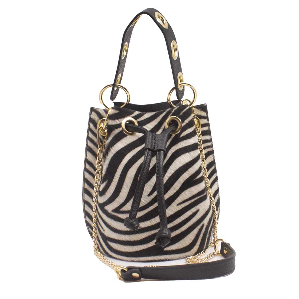 M03 Zebra | Leather bucket bag