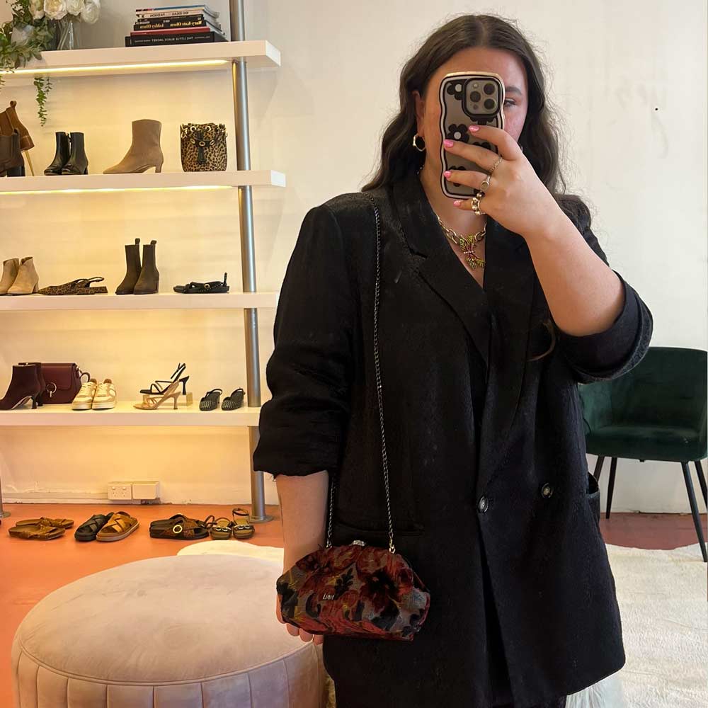 Anika Brown Multi | Velvet Clutch