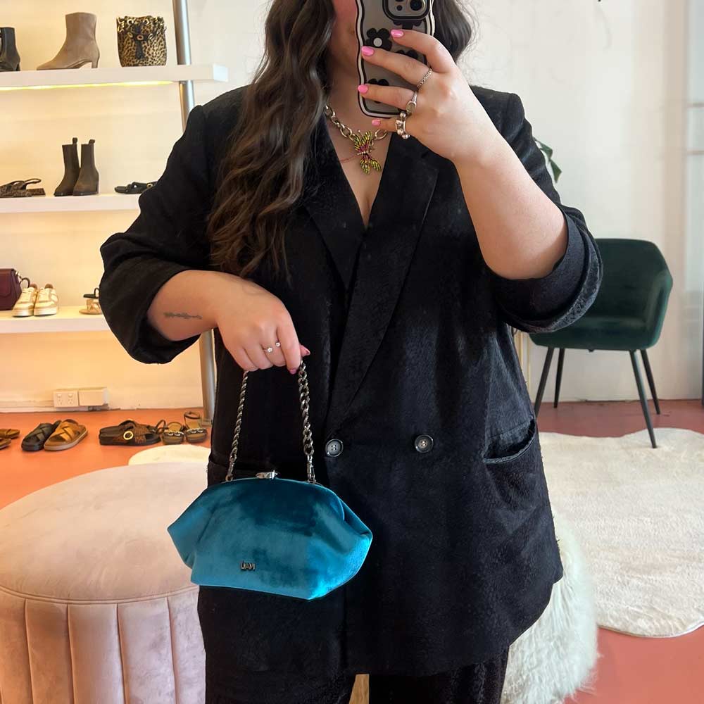 Anika Teal | Velvet Clutch