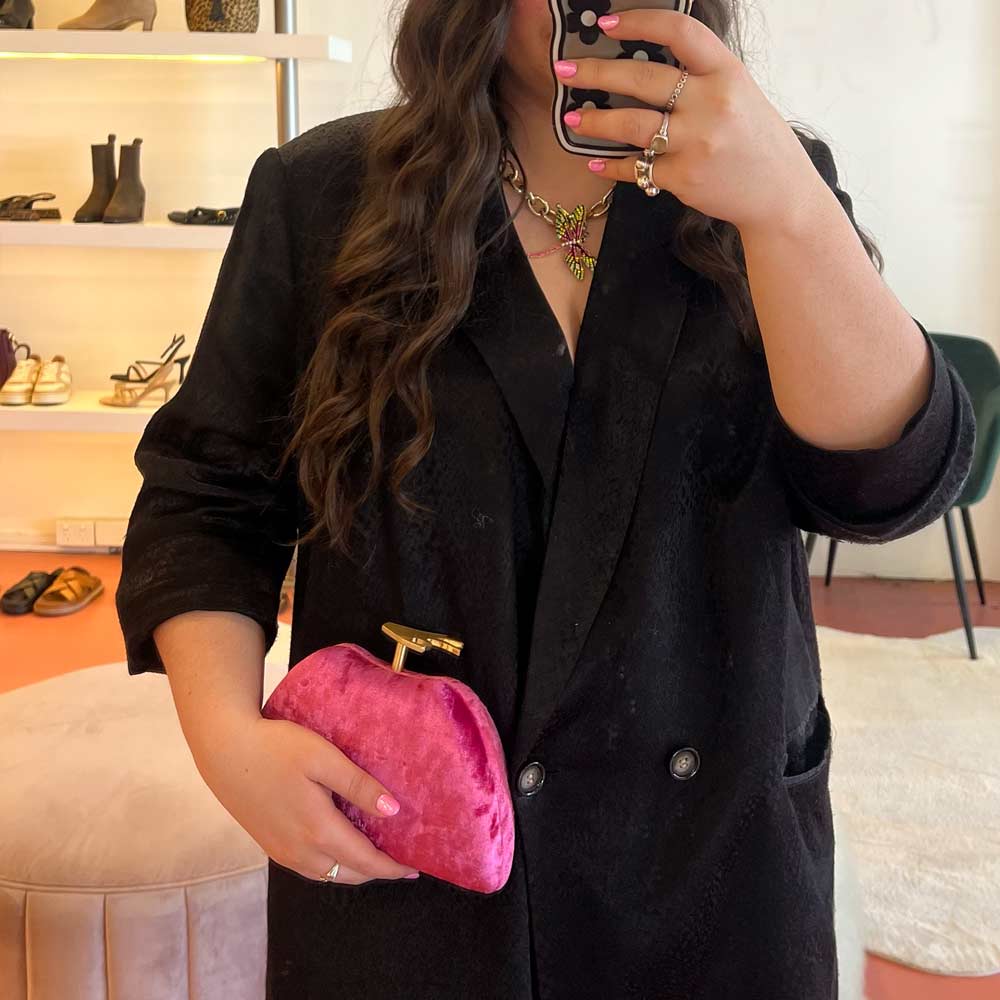 Tilly Pink | Velvet Clutch