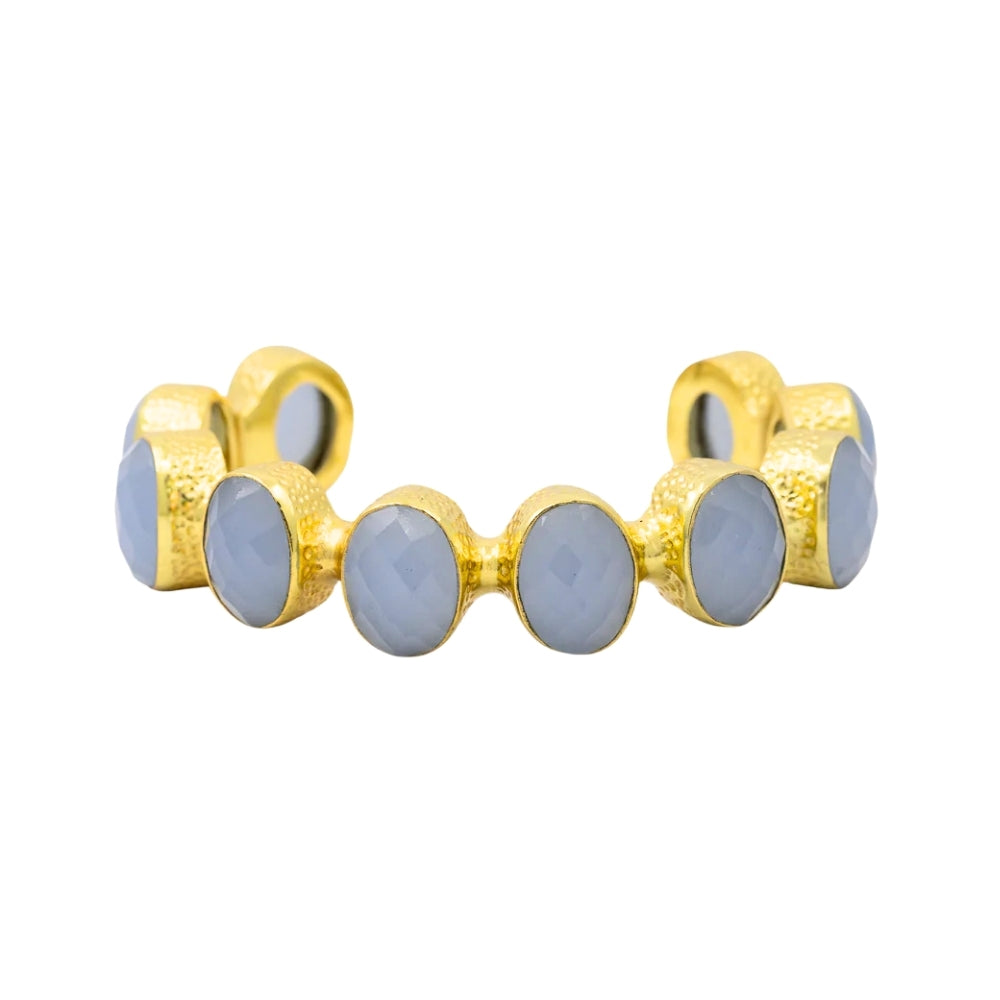 Gemstone Cuff | Gold and Light Blue