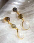 Radiant Drop Earrings | Labradorite & Moonstone