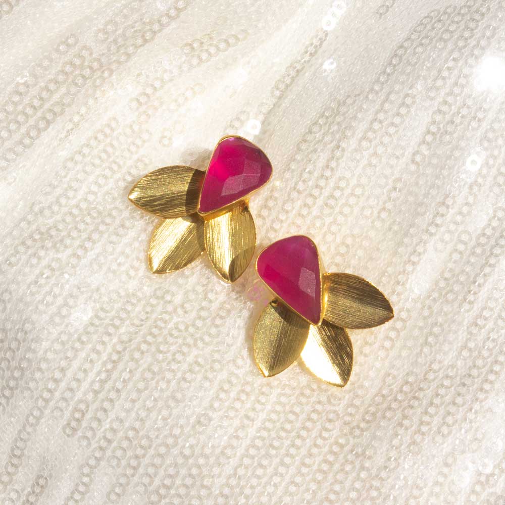 Azzure Elegance Earring | Gold & Fuchsia Pink