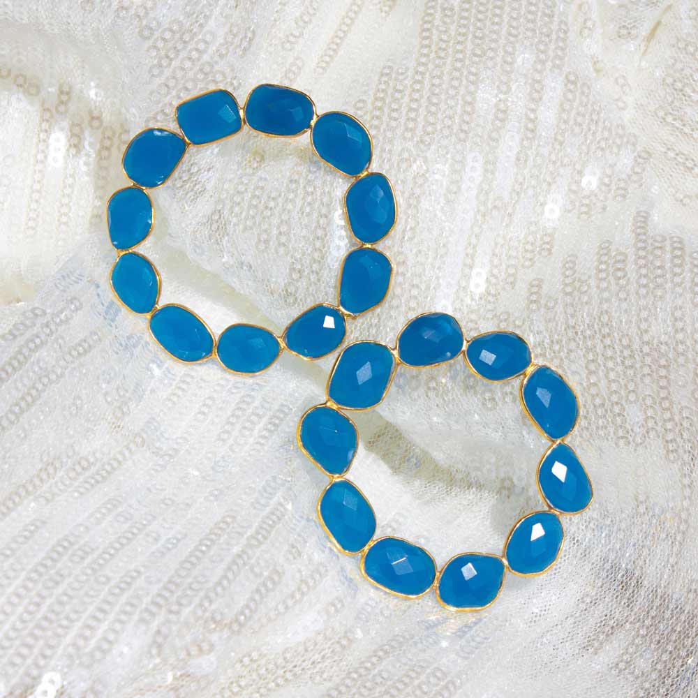 Chromatic Circle Stud | Gold and Blue