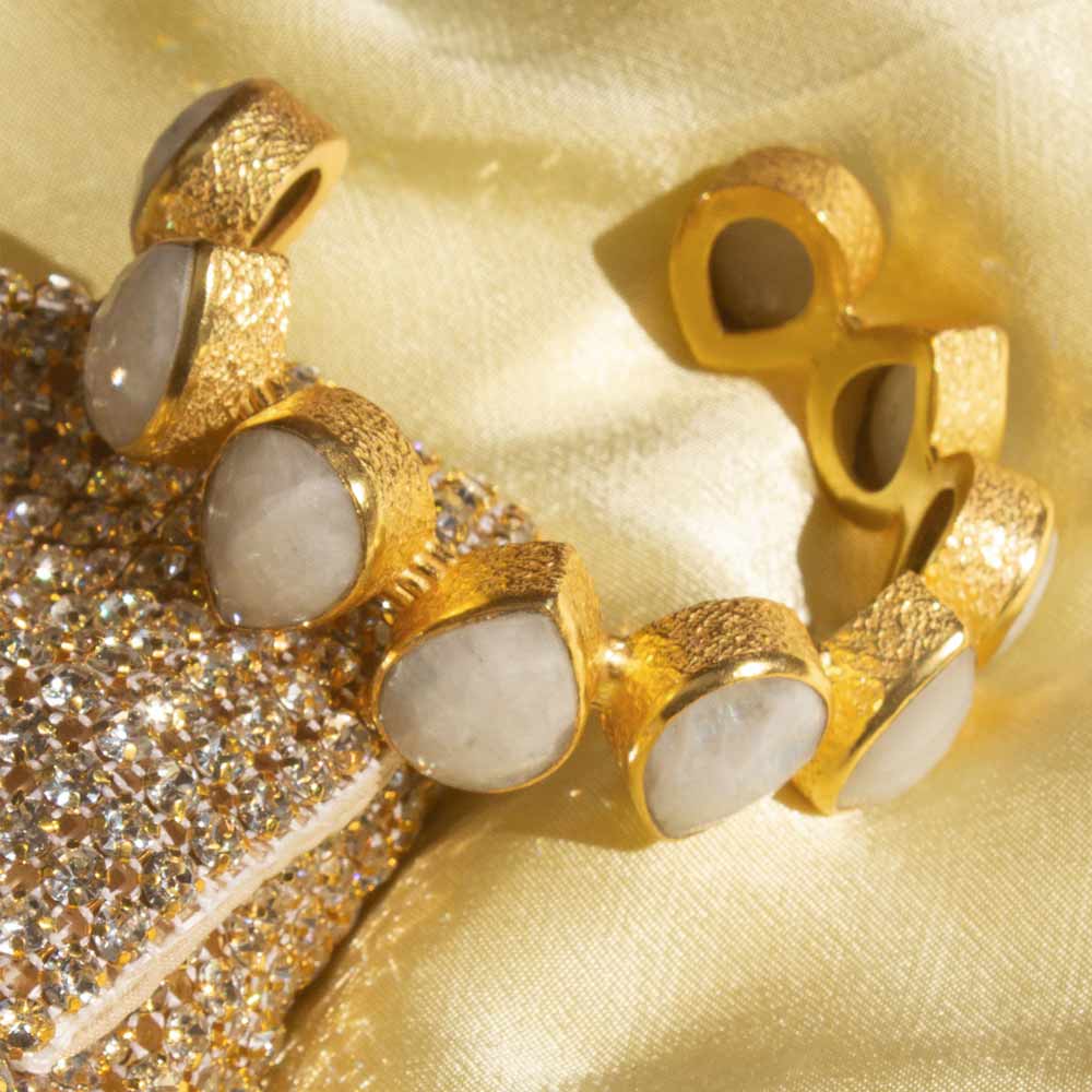 Gemstone Cuff | Gold and Moonstone